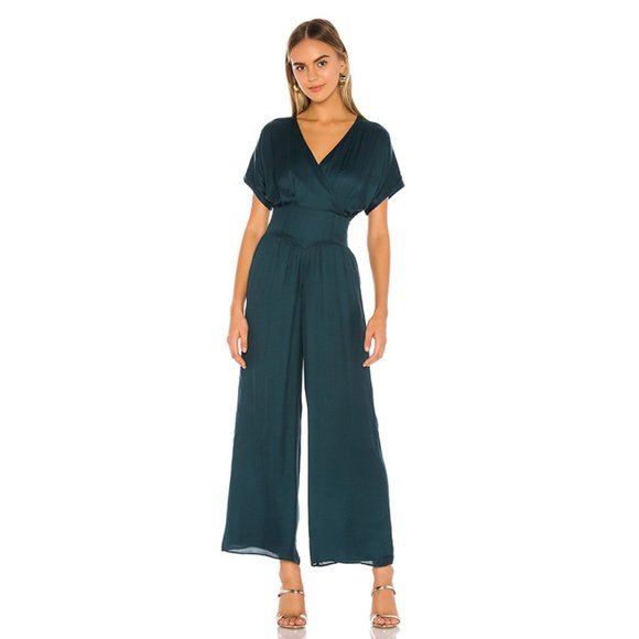 Tularosa Pants - Tularosa Whitley Surplice Wide Leg Jumpsuit Teal